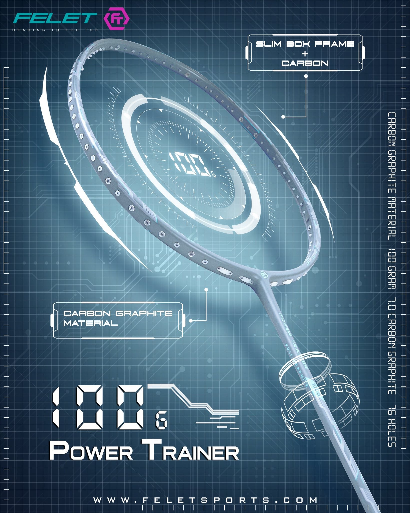 FELET Power Trainer 100G トレーニングラケット ラケット FELET Badminton Power Trainer 100g Racquet – KG Badminton