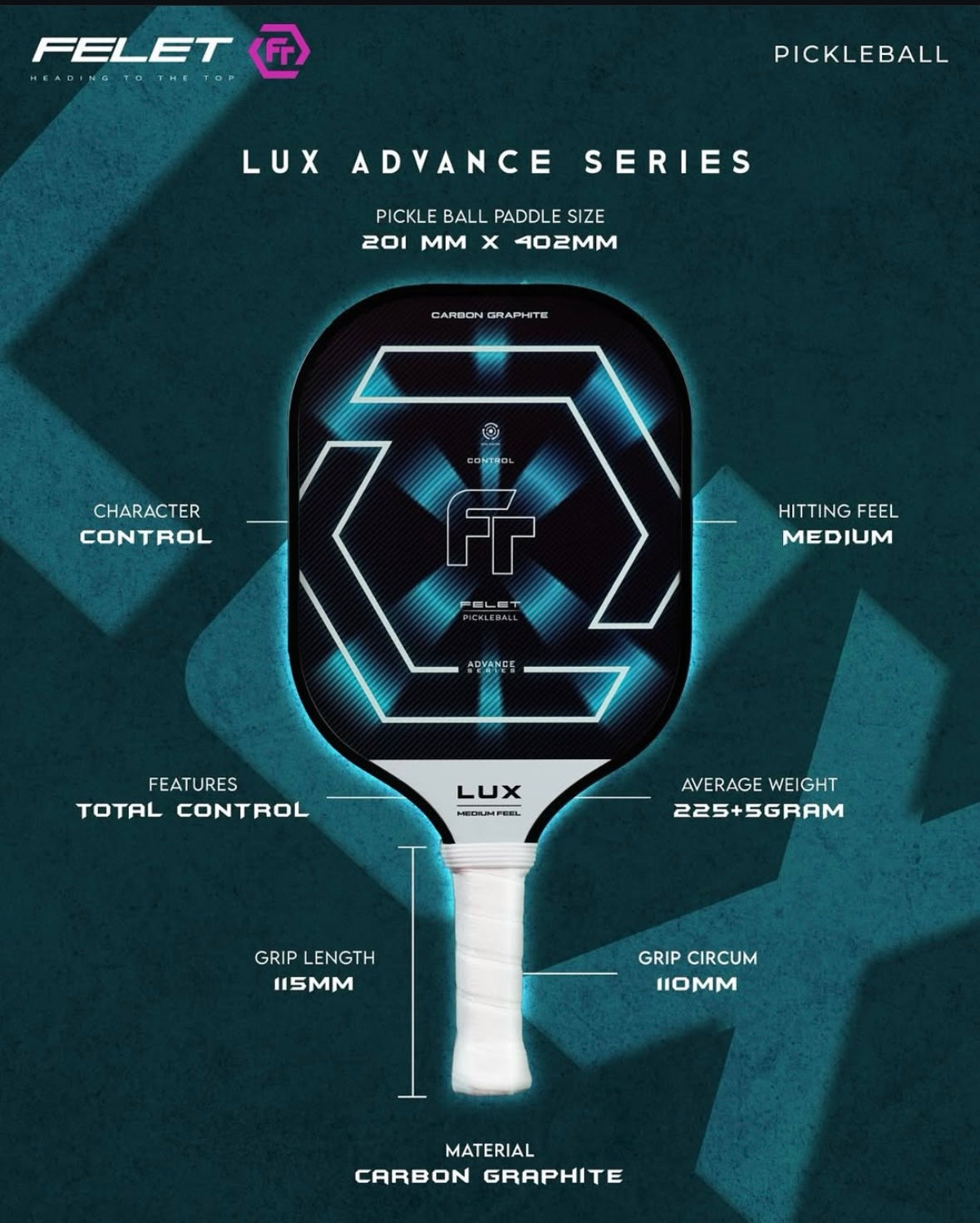 FELET Pickleball Paddle - LUX Advance Series