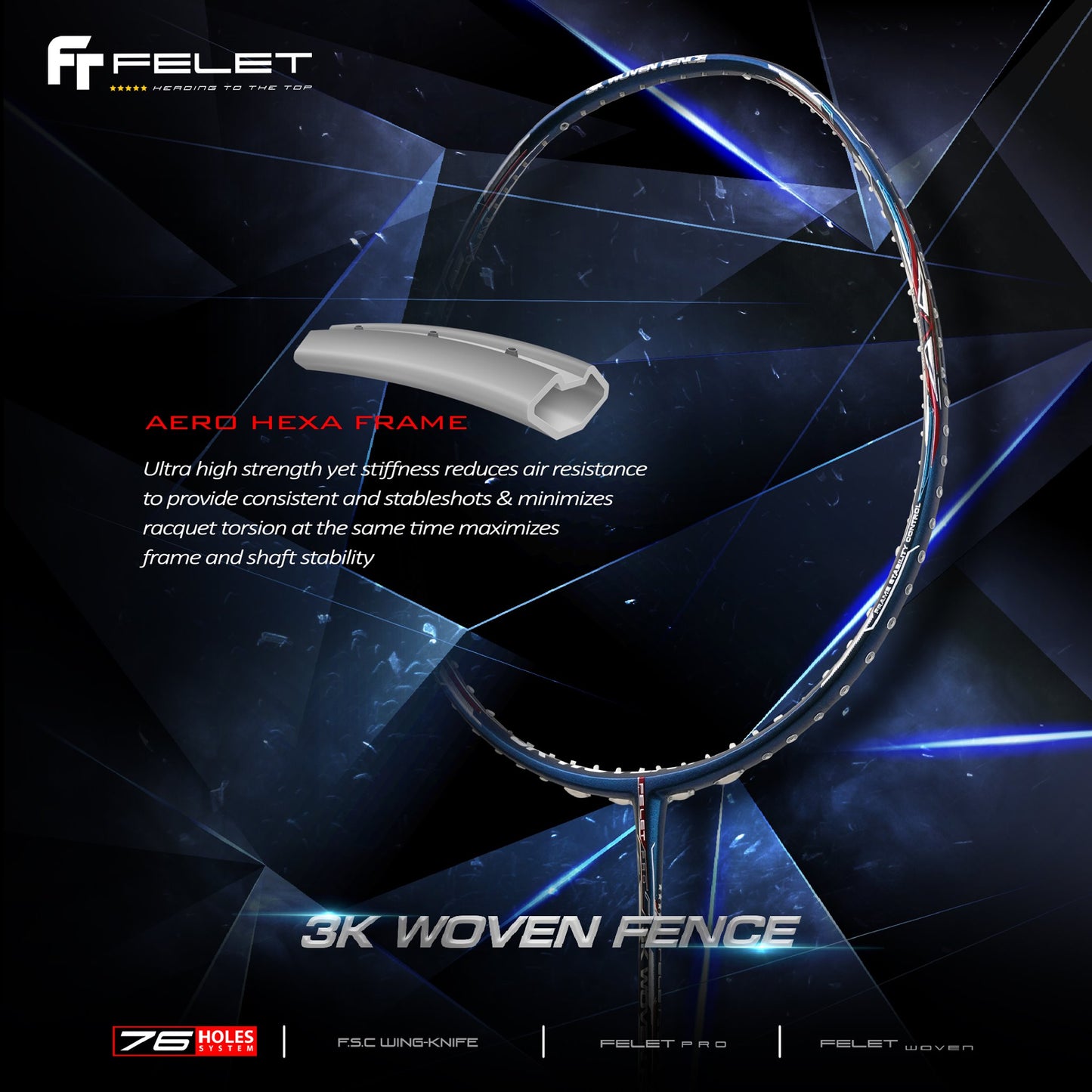 Felet 3K WOVEN FENCE Badminton Racquet
