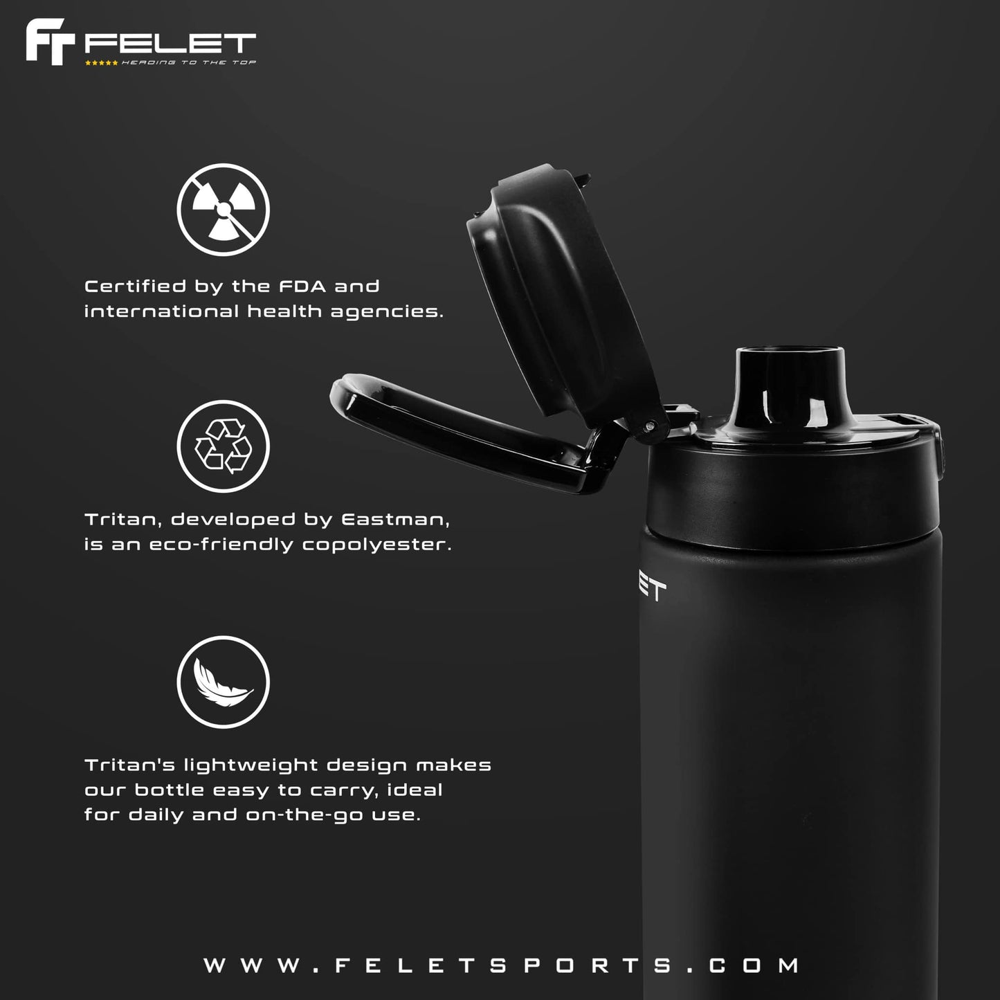 FELET Tritan Water Bottle