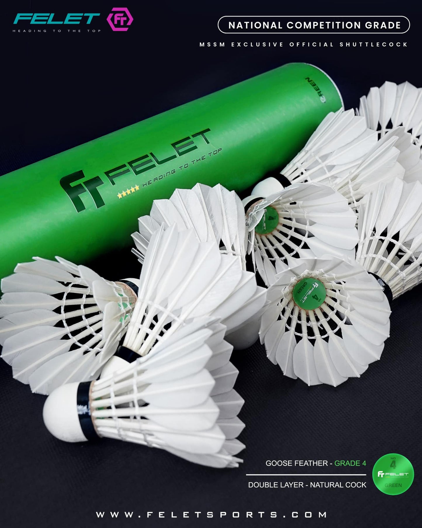 FELET GREEN No. 4 Shuttlecock