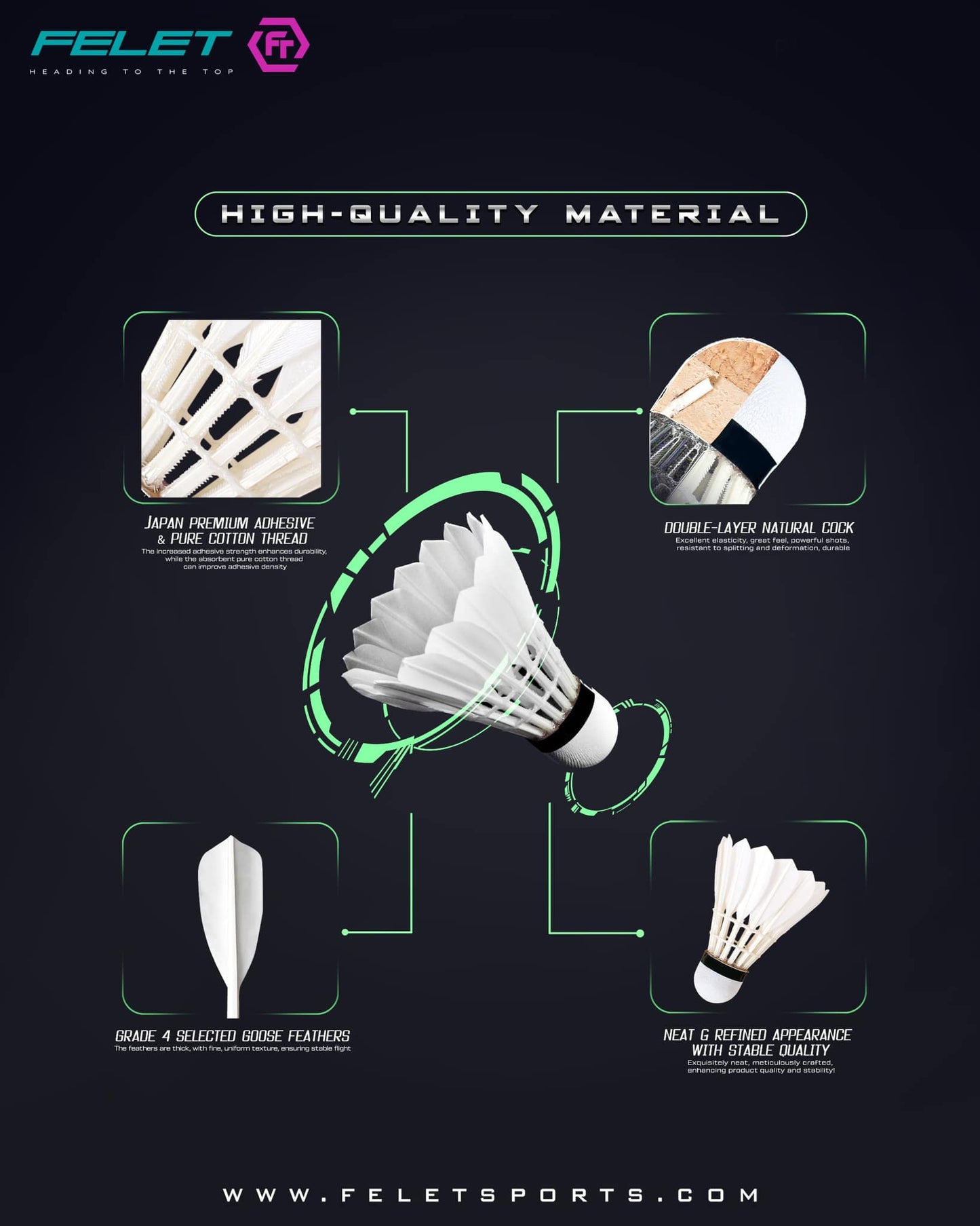FELET GREEN No. 4 Shuttlecock