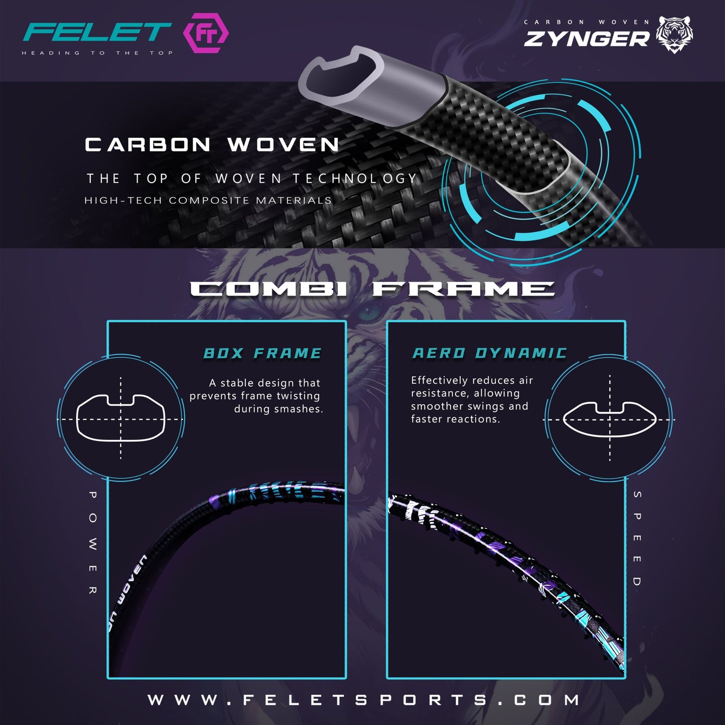 FELET Carbon Woven Zynger Racquet
