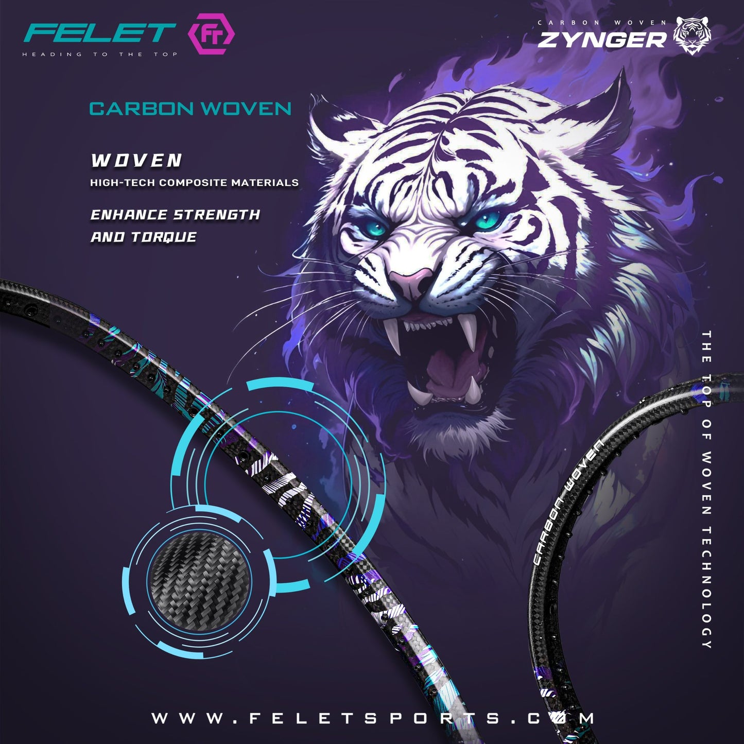 FELET Carbon Woven Zynger Racquet