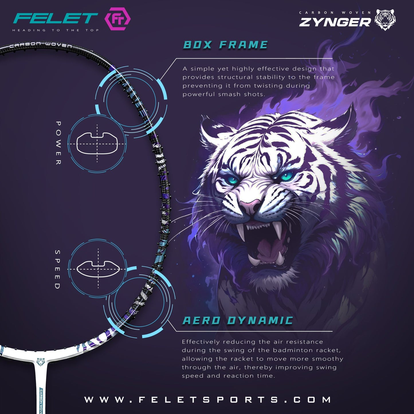 FELET Carbon Woven Zynger Racquet